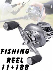 SOUGAYILANG 1 PC Silver-Gray Left-Handed Metal Baitcasting Reel With 11+1BB, 6.3:1 Gear Ratio, Max Drag 5.5kg, Adjustable Magnetic Brake , For Freshwater And Saltwater Fishing. - Silver - View 2