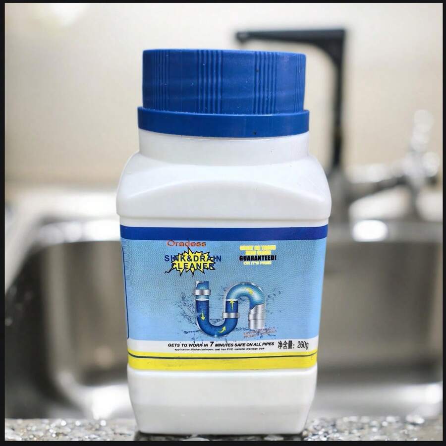 Limpiador de alcantarillado de alta calidad 260g - Polvo potente para limpiar fregaderos y tuberías de cocina, apto para todas las superficies, limpieza del sistema de desagüe, resuelve obstrucciones comunes de tuberías, disuelve residuos - En polvo - Ver 1