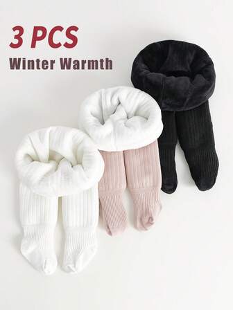 3 PCS Girls Tights Kids Leggings Toddler Baby Girls Tights, Thickened For Winter, Warm And Comfortable, Suitable For Outer Wear In Winter