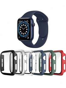 6pcs/Set Fashion Anti-Fall Ultra-Thin Tempered Glass Protective Case, Compatible With Apple Watch 38/40/41/42/44/45/46/49mm, Compatible With Apple Watch Series Ultra/SE/10/9/8/7/6/5/4/3/2/1, Smartwatch Accessories - Multicolor - View 7