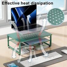 2-Tier Metal Monitor Stand Riser, Desk Organizer For Monitor, Office Desk Storage Organizer For Office Supplies (Dark Green){Inchcolor_nameinch:InchDarkGreeninch} - 深綠色 - 查看 4