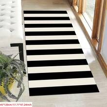 Black And White Striped Design Runner Rug, Suitable For Hardwood Floors, Can Be Used In Entryway, Laundry Room, Hallway, Bedroom, Kitchen And Other Spaces, An Ideal Home Decor Item For All Seasons. This Fashionable Runner Rug Is Washable And Non-Slip, Perfectly Suitable For Use As A Hallway Rug, Living Room Rug, Kitchen Rug, Bedside Rug, And An Ideal Choice For Home Decoration. - Multicolor - View 19