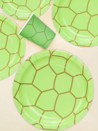 10pcs/30pcs/60pcs Green Turtle Party Plates And Cups Turtle Theme Birthday Party Supplies Disposable Turtle Party Paper Plates Green Sea Turtle Dessert Plates Dinner Plates Tableware For Kids Teen Party Decorations
