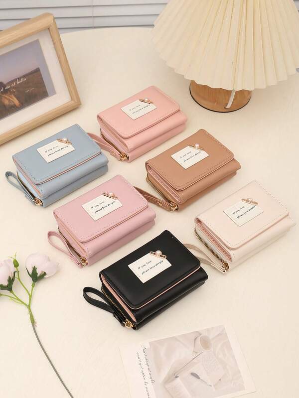 Korean Style Trifold Wallet, Women's Wallet, Zipper Closure, PU Leather For Daily Use, Portable, Holds ID, Cash, Credit Cards, Minimalist & Fashionable Business Style, Anniversary, Christmas, Valentine's Day, Birthday Gift For Lover, Girl, Lady