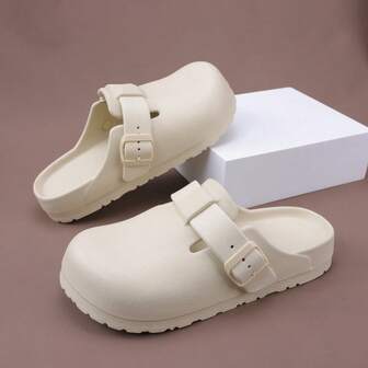 男士一脚蹬拖鞋，休闲情侣镂空厚底穆勒凉鞋，透气沙滩拖鞋