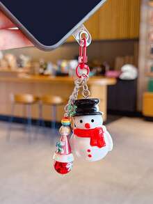 1 Creative DIY Santa Claus/Snowman/Reindeer Beaded Mobile Phone Chain Pendant, Couple Car Keychain, Bag Hanging Accessory, Christmas Gift - Multicolor - View 7