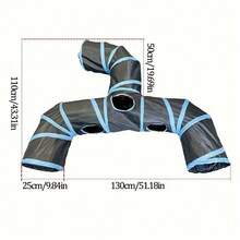 全新设计加长三向黑猫隧道玩具，独特水龙头形宠物隧道，猫玩具抓板滚动剑麻地毯