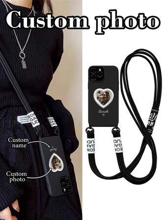 Customizable Photo & Name High-End Beaded Lanyard Colorful Shockproof Phone Case, Crossbody Strap, Soft Silicone, Compatible With IPhone 17pro/17Air /17/17promax16/11/16pro/16plus/16promax/16e/15Promax/13/14/12/XS/XR/7G/8P, Beige 11 Backpack Style Adjustable Lanyard Phone Case