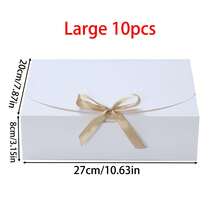 10个装 - 白色礼盒，带盖和丝带，适用于伴娘邀请函、婚礼、生日礼物、婴儿派对、聚会、情人节礼物和其他场合。