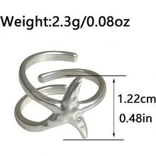 Starfish Statement Ring Women Stainless Steel Seashell Rings Opening Adjustable Gold Silver Starfish Ring Irregular Beach Rings Summer Beachy Ocean Jewelry - Bright Silver Starfish Ring - View 7