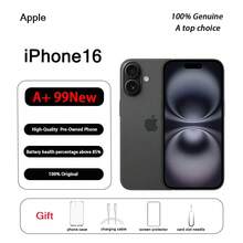 Apple A+级二手苹果iPhone 16，原装正品，近乎全新（99%新）；手机和保护壳均包含在内。 - 黑色 - 查看 12