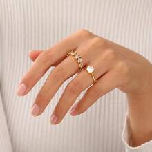 Cubic Zirconia Gold Rings Women Non Tarnish  Dainty 14K Gold Plated Stackable Princess Cut Engagement Ring Set Wedding Promise Rings Her Jewelry Size 6 8 9 10 11 - C-2 pcs Cincin Berlian + 11 - View 2