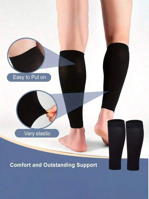 1 paire de manchons de compression pour les jambes à haute élasticité (S-XXL), soutien musculaire, chaussettes de mollet respirantes et sans pied, chaussettes de sport haute performance unisexes de tailles multiples, équipement idéal pour les passionnés de fitness afin d'améliorer le football, le basketball, la randonnée, le cyclisme, la course à pied et les activités de plein air