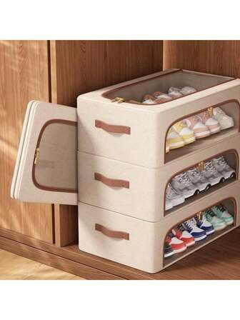 1pc Large Capacity Waterproof Bed Bottom Storage Box, Multifunctional Linen Clothing Storage Box, Strong Steel Frame Support And Load-Bearing Capacity, Foldable Storage Box With Lid Under The Bed, Space Saving, With Visible Windows