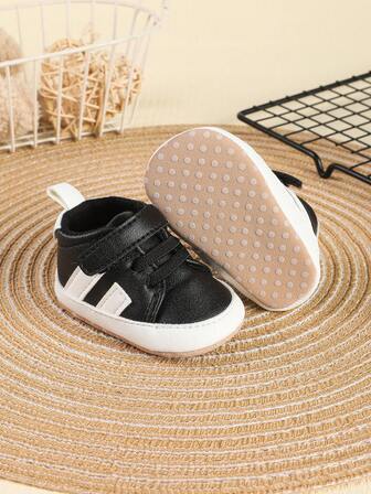 1 par de zapatos casuales planos y versátiles para fiestas y deportes para niños pequeños, con diseño de parches de unicolor de PU con , adecuados para primavera/otoño