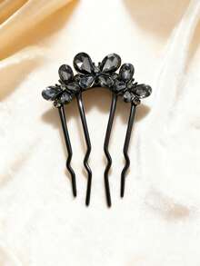 1pc Women's Elegant Rhinestone Butterfly Decorative Hair Clip, Metal Rhinestone Material, Updo Hairstyle Lightweight Luxurious Elegant Design, Butterfly Rhinestone Hair Comb, Suitable For Daily Outings, Luxury Outfits, Elegant Style Matching, Headpiece, Haircomb, Side Comb