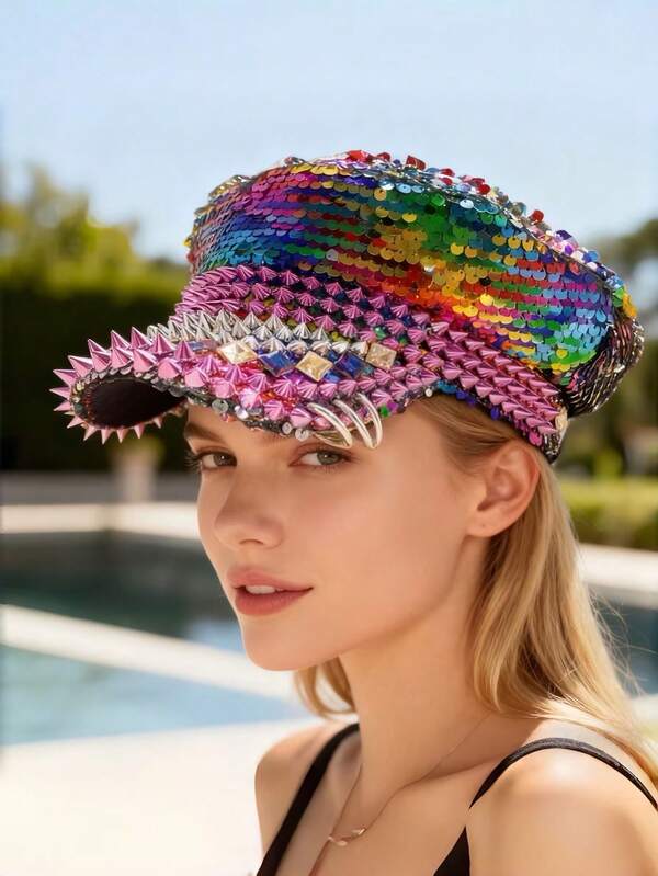 1 Peça Chapéu de Capitão Steampunk Brilhante de Poliéster com Strass, Adequado para Mulheres e Homens, Boné Militar, Chapéu de Pirata, Ideal para Halloween, Cosplay, Natal, Bar, Despedida de Solteira