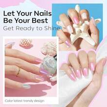 Press On False Nails - White Pink Purple Blue - View 3