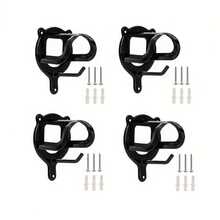 4个装马笼头架支架笼头挂钩马具收纳笼头挂架金属支架带管子和螺丝，适用于马厩用品（黑色）