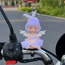 A Cute Little Yellow Duck Bicycle Electric Vehicle Motorcycle Decoration Car Ornament Beautiful Girl Figurine Hanging Accessory - 3 - Xem 8