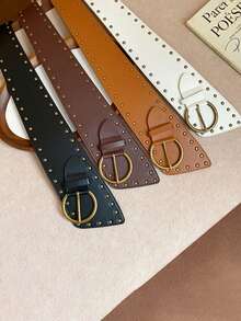 Pasek damski w stylu retro ze skóry z nitami i asymetrycznym łańcuchem w talii, szeroki pasek w stylu zachodnim, pasujący do spódnicy, spodni dżinsowych i ozdobnej taśmy w talii