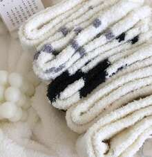 6/12 calcetines gruesos y cálidos de felpa coral para mujer, para usar en casa, calcetines de maternidad, talla 35-43, para otoño/invierno - Negro - Ver 7