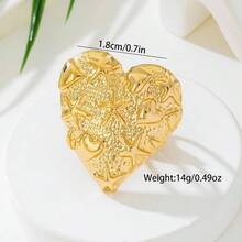 Starfish Statement Ring Women Stainless Steel Seashell Rings Opening Adjustable Gold Silver Starfish Ring Irregular Beach Rings Summer Beachy Ocean Jewelry - Gold Starfish Heart Ring - View 7