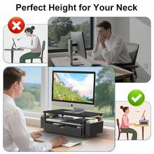 Desk Organizer And Accessories, Computer Monitor Stand Riser With Drawer And 2 Pen Holders, Office Desk Accessories & Workspace Organizers For Office Supplies (Black){Inchcolor_nameinch:InchBlackinch} - 黑色 - 查看 4
