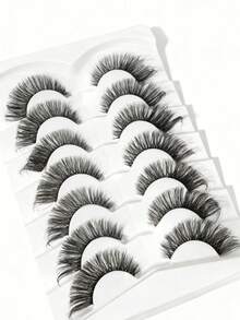 7 Pairs Of Fluffy Artificial Mink Eyelashes Slim False Eyelashes Thick False Eyelashes Curling False Eyelashes 3D Natural False Eyelashes Suitable For Holiday Parties Halloween Christmas False Eyelashes Cat Eye Lashes For Cosplay Manga Various Occasions - Criss Cross lashes - View 5