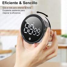 WEEKSUN Temporizador Digital,Temporizador Digital de Cocina con Gran Pantalla Led,Temporizador Rotativo Magnético Cocn Volumen Ajustable,Adecuado para La Cocina,el Aprendizaje y el Deporte - Negro - Ver 4
