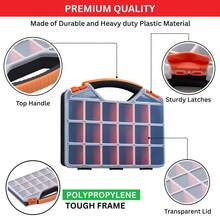 Hardware Organizer Box With Dividers - 18 Compartments Small Parts Organizer With Accessible Hinged Lid - Plastic Screw Organizer Store Nuts, Bolts, Screws, Nails, & Small Hardware