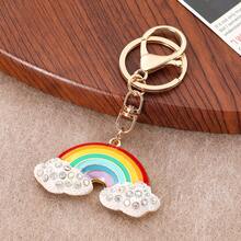 1 قطعة إكسسوار للنساء بتصميم قوس ، 1 قطعة قلادة مفتاح بتصميم سحابة قوس ونيزك من سبيكة الزنك، مجوهرات من سبيكة لامعة، هدية للحفلات، تعليقات للحقائب والسيارات، هدايا للمعلمة والصديقة والأخت