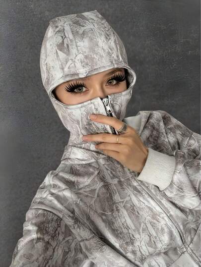 Oversized Long Zip-Up Hooded Sweatshirt For Women, Suitable For Autumn/Winter, With Zipper, Can Be Worn As Balaclava Or Face Mask, Suitable For Vacation, School, Home, Daily Wear, Street, Photography And Various Occasions, Featuring Minimalist, Y2K, Casual, College, Streetwear, Office, Cute, And Sexy Styles, An Ideal Choice For Women's Autumn/Winter Clothing, Christmas/New Year Outfits, Outerwear, Cosplay, And Fashion Item