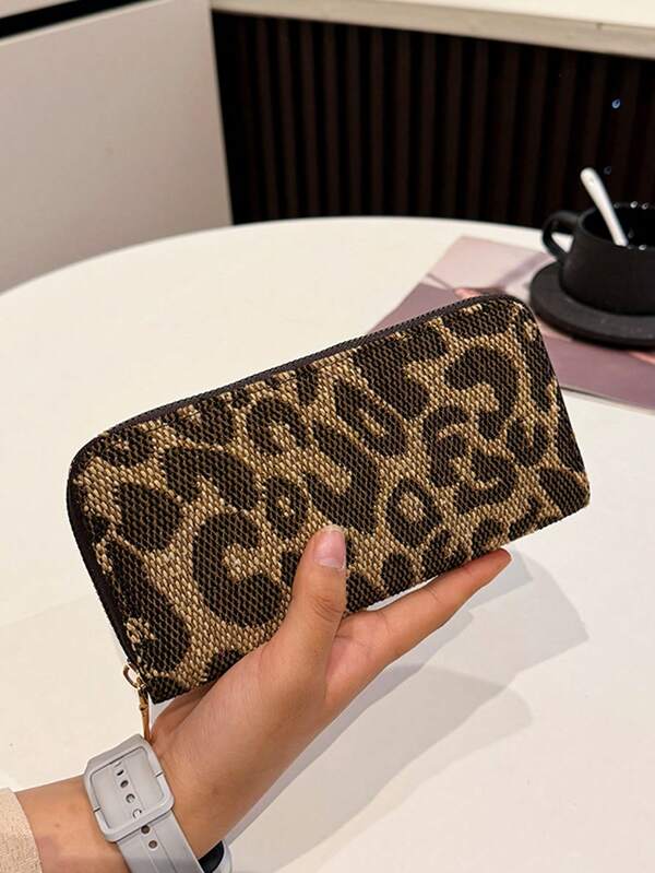 Nouveau portefeuille long vintage pour femme, imprimé léopard, mode multi-fentes pour cartes, portefeuille de téléphone, porte-monnaie à fermeture éclair, porte-carte bancaire anti-vol, étui pour carte d'identité, porte-cartes de visite, pochette