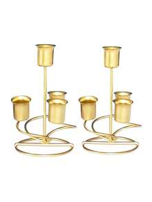 4pcs Metal Candle Holders, Christmas & Halloween Tabletop Decor, Candlelight Dinner, Photo Props, Wedding Anniversary, Home & Hotel Decoration, Birthday Gift, Suitable For Dining Table Center, Wedding, Catering, Party (Candles Not Included)