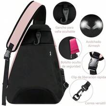 Bolsa de Tenis, Mochila Padel Resistente al Agua Raquetero, Cruzada Mochila Tennis Bag para Hombres y Mujeres, para Raquetas Bádminton, Squash, Pickleball, Pelotas y Otros Accesorios Deportivos - rosa brillante - Ver 5