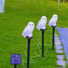 Solar Powered LED Owl Light, Outdoor And Garden Decor Pathway Lighting, Yard Lamp, Realistic Owl Design Gift For Owl Enthusiasts - 白色 - 查看 3