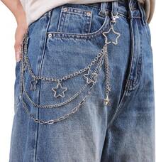 Pants Chain Wallet Chain Punk Chain Hip Hop Butterfly Lock Charm Jeans Chains Rock Chains For Women Men Hipster Women Fashion  Waist Pants Chain Jewelry Clothing Accessories - E4 - Xem 3
