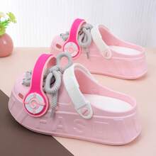 女士镂空厚底凉鞋，时尚厚底舒适一脚蹬穆勒鞋，可爱卡通沙滩拖鞋，适合户外穿着 - 粉色 - 查看 2