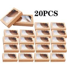 10/20 件/1 件 - 饼干盒糕点带透明窗口 7 X 4.3 x 1.5 英寸卡夫烘焙优质礼品盒容器适用于甜点、婚礼、派对、圣诞节、生日（粉色） - 彩色 - 查看 25