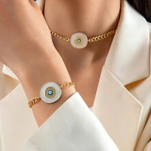 European And American Style Bracelet Bohemian Devil's Eye Bracelet Design Sense Inlaid Diamond Oil Drop Exaggerated Bracelet Set - 31090-ank-G-EP - Xem 7
