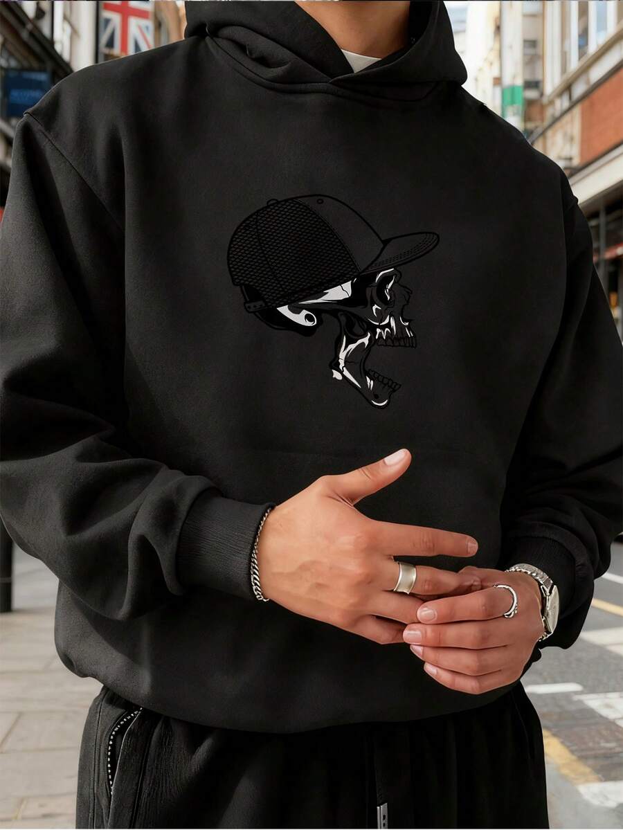 Sudadera con Capucha para Estudiantes, Sudadera con Capucha Diaria para Hombres, Tejido Transpirable, Adecuada para Clases de Educación Física, No Suda - Negro - Ver 1
