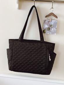 New Fashion Large Capacity Rhombus Pattern Dual Handle Shoulder Tote Bag, Lightweight And Portable, Women's Wallet, Suitable For Summer Outdoor Travel, Decorated With Animal Pendant, Essential Travel Backpack