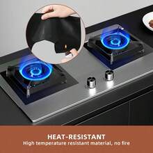 1/8 piezas Estera gruesa negra para estufa de gas, Protector de estufa de gas reutilizable de alta calidad - Estable a altas temperaturas, a prueba de aceite, antiadherente, fácil de limpiar, accesorio de cocina, estera para estufa de gas, funda protectora fácil de limpiar para cocina, sin contacto con alimentos, herramienta protectora para cocinar al aire libre