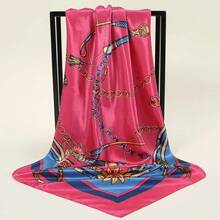 Women's Satin Scarf Neck Head Square 90x90 Printed Elegant Satin Elegance Scarf - 粉紅色 1 - 查看 2
