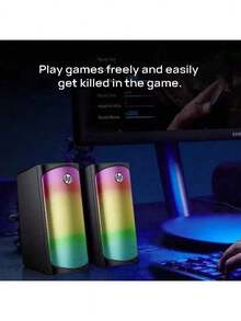 HP DHE6004 Computer Desktop Speaker USB Powered Wired Bluetooth Speaker Stereo Laptop Desktop Gaming Office Speaker - Black - View 4