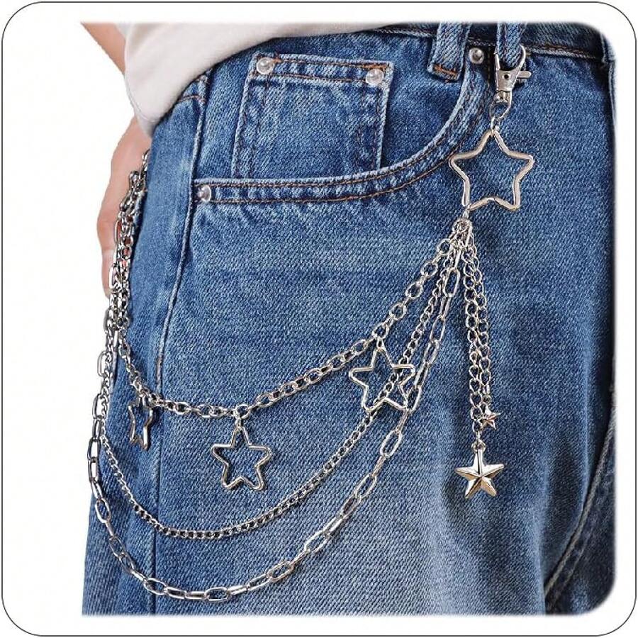 Pants Chain Wallet Chain Punk Chain Hip Hop Butterfly Lock Charm Jeans Chains Rock Chains For Women Men Hipster Women Fashion  Waist Pants Chain Jewelry Clothing Accessories - E4 - Xem 1