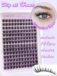 168 piezas Grupos de pestañas de hada estilo manga C Curl, mezcla de 8-16mm, pestañas naturales suaves y difuminadas para DIY, pestañas postizas individuales fáciles de usar y reutilizables para maquillaje diario - Multicolor - Ver 3