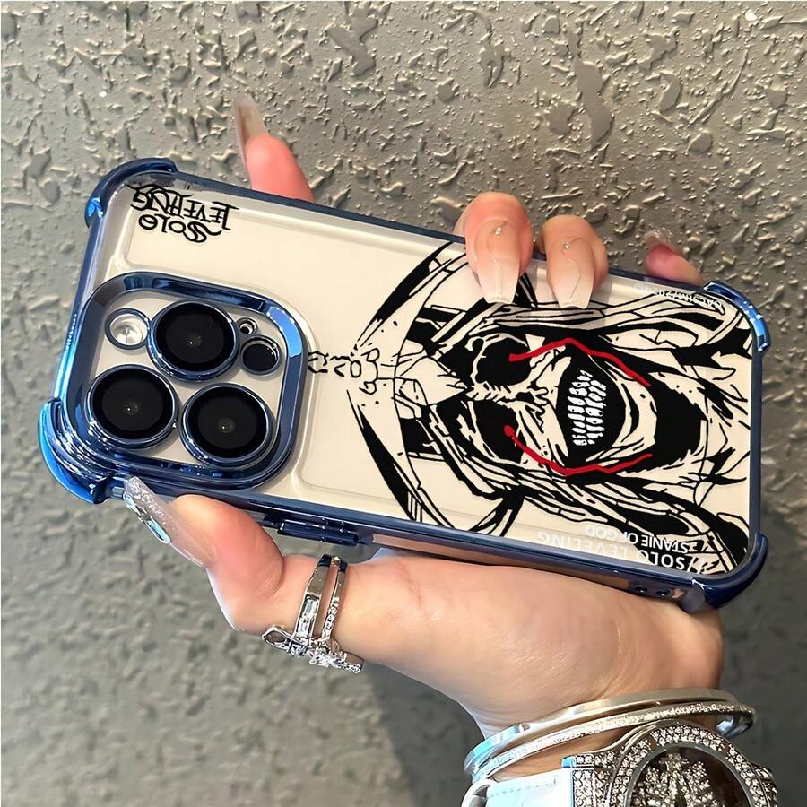 Estuche de teléfono para anime popular y genial S-Leveling, adecuado para 16, 15, 14, 13, 12, 11 Pro, X, XR, XS, 8, Plus, con una parte trasera suave y transparente que resistente a caídas.17 17promax - Azul - Ver 1