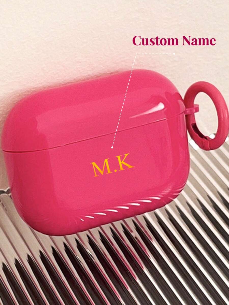 Vỏ bảo vệ tai nghe Bluetooth màu trơn Macaron mờ tối giản cá nhân hóa, màu be lì, thời trang đa năng, đi kèm 1 móc tai nghe, tên chữ cái tùy chỉnh, thích hợp cho ngày tựu trường, quà tặng ngày lễ tình nhân, quà tặng sinh nhật tuyệt vời, quà tặng ngày lễ, quà tặng cho anh ấy/cô ấy, quà tặng cá nhân hóa, sản phẩm tùy chỉnh cho Etsy/, quà tặng tùy chỉnh cho vợ/chồng, quà tặng kỷ niệm, quà tặng cưới, quà tặng cá nhân hóa cho cha mẹ - Màu Hồng Tươi - Xem 1
